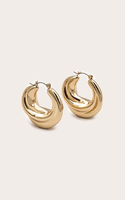 Gold Chunky Swirl Hoop Earrings