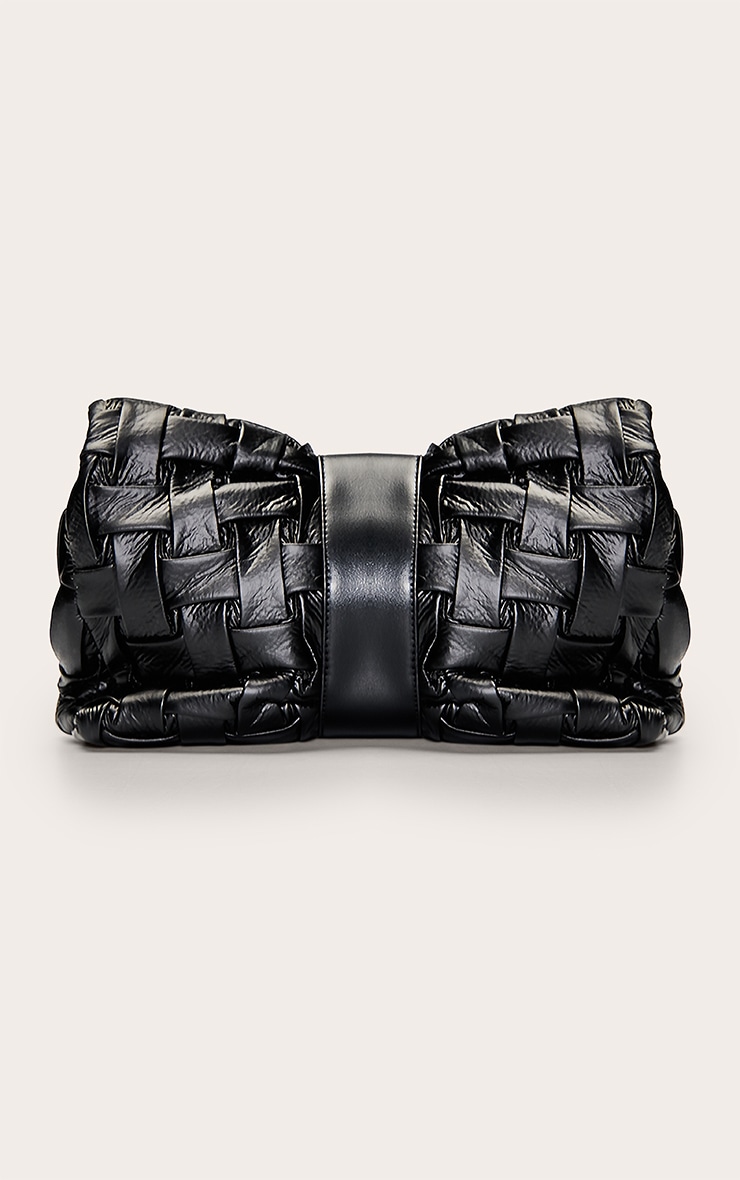 Pochette noire à rabat en tissage croisé image 4