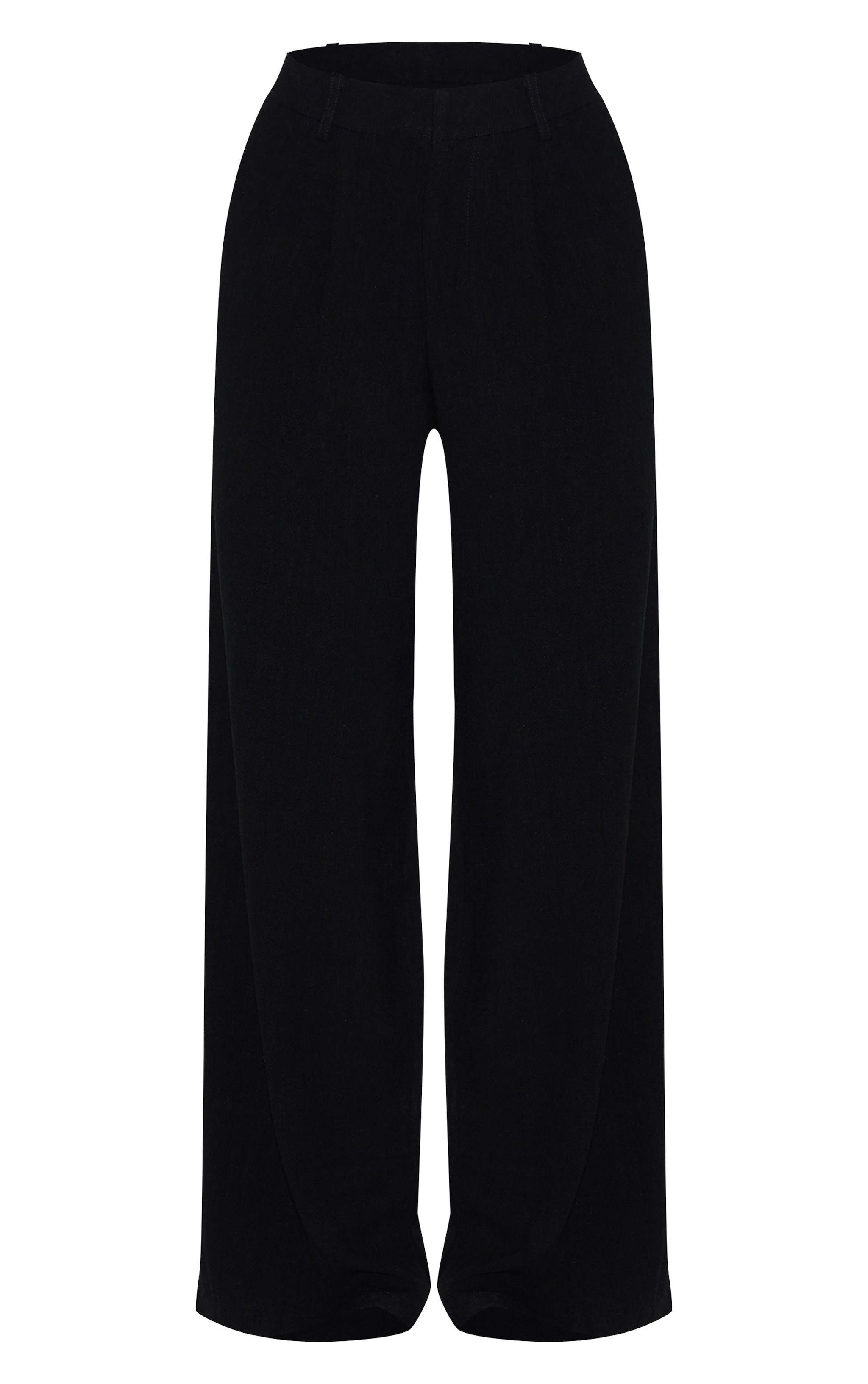 Black Linen Blend Tailored Straight Leg Pants image 5