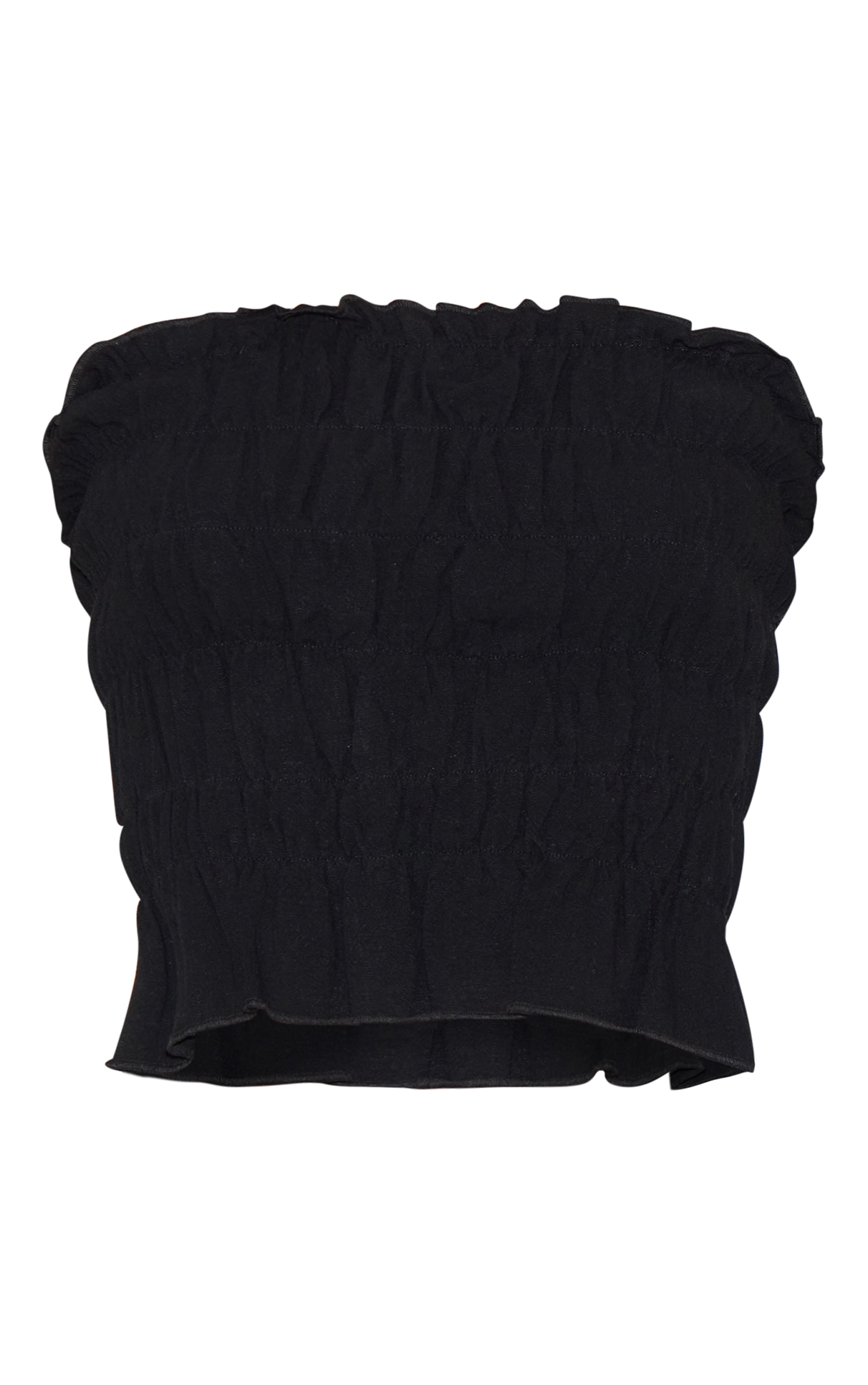 Black Shirred Linen Look Bandeau Top image 5