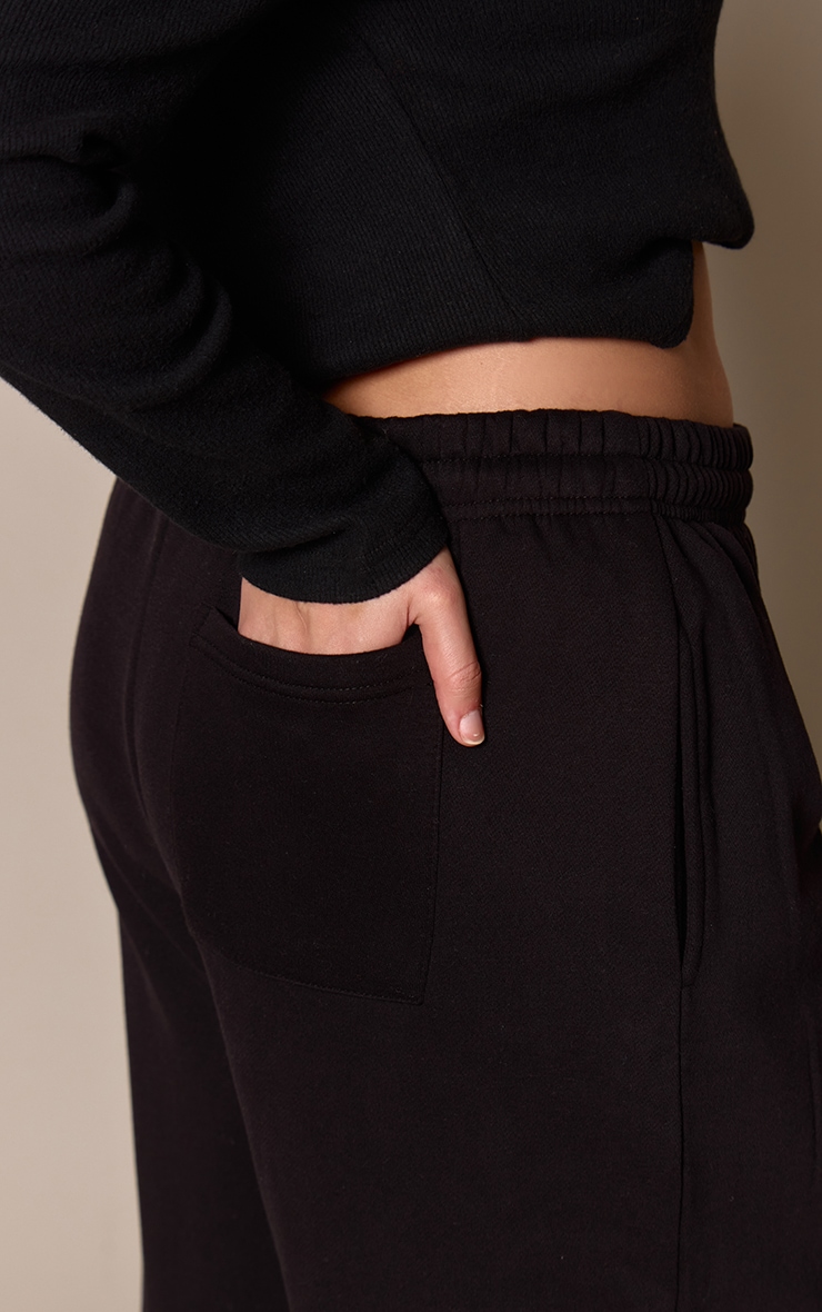 Plus Cotton Fleece Black Straight Leg Sweatpants image 4