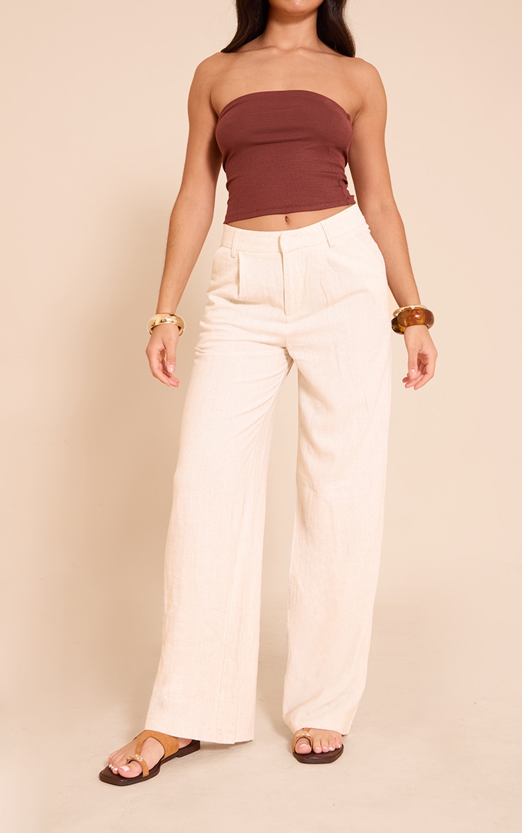 Pantalon de tailleur droit en effet lin non coloré image 2