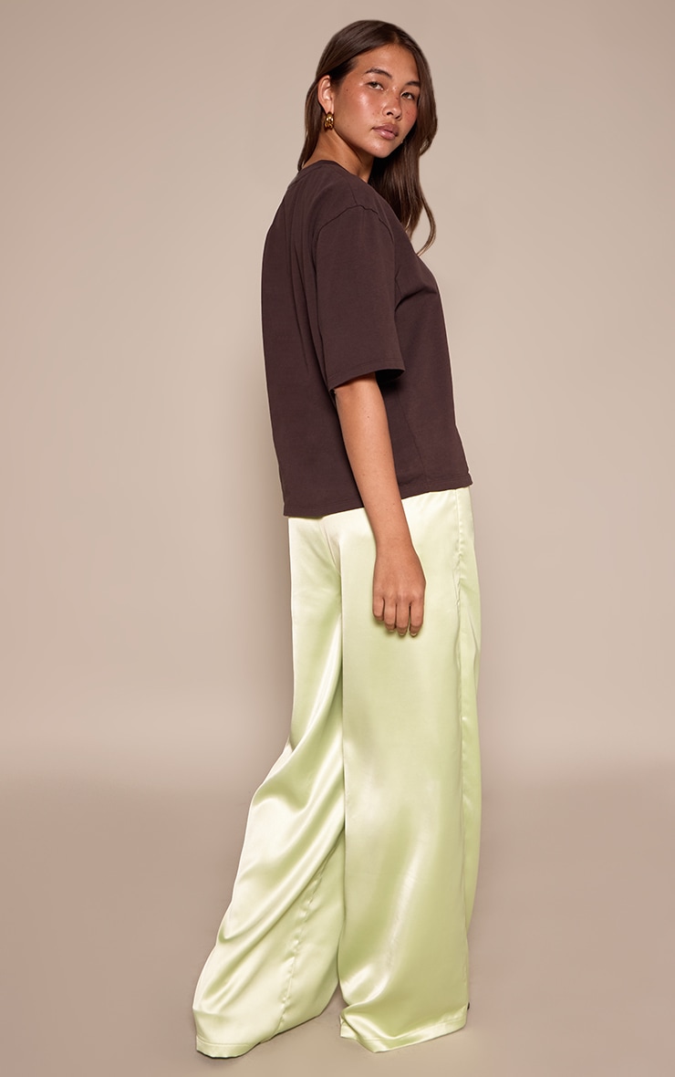 Golden Olive Satin Wide Leg Drawstring Pants image 3