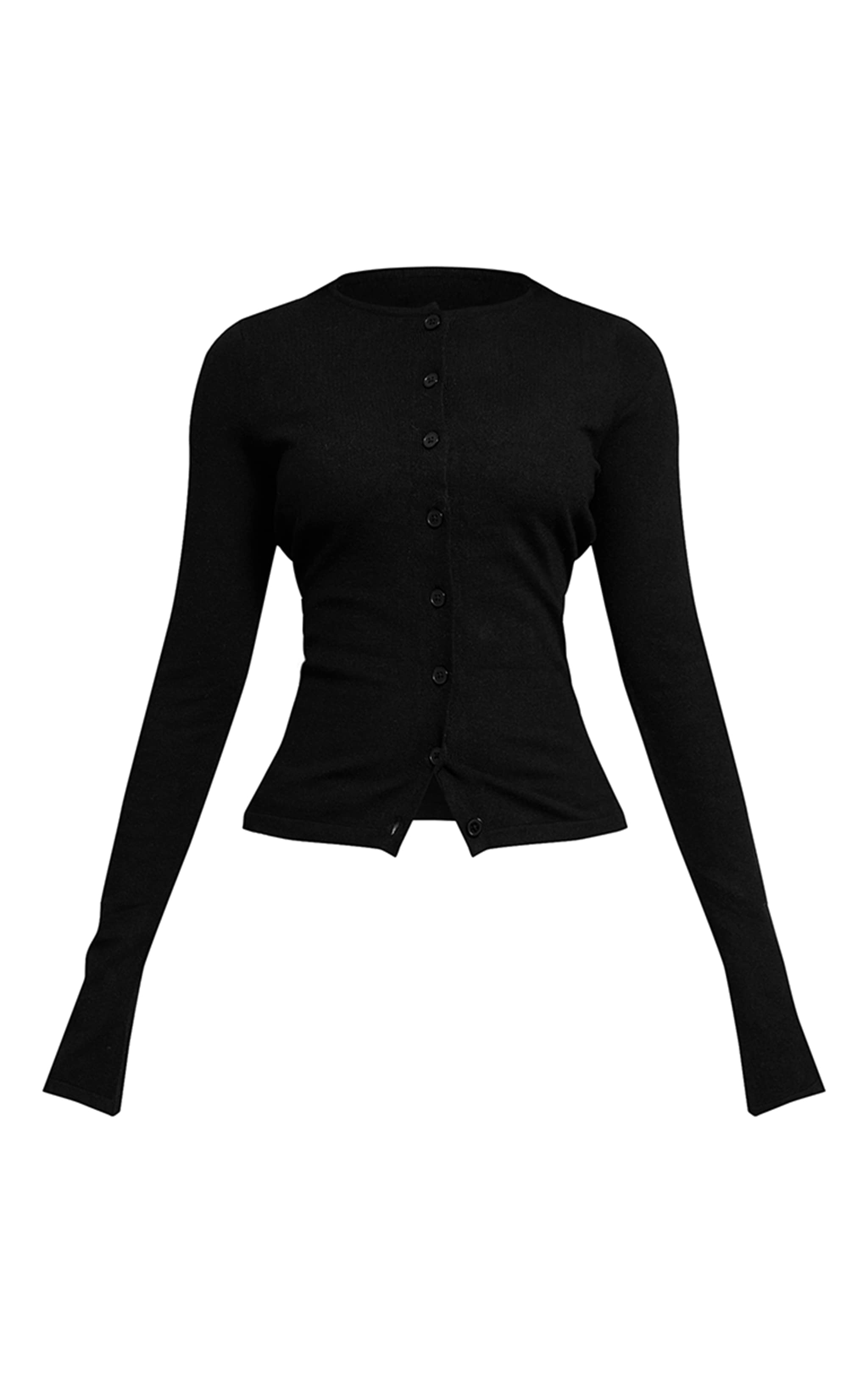 Petite Black Button Through Fine Knit Cardigan image 5