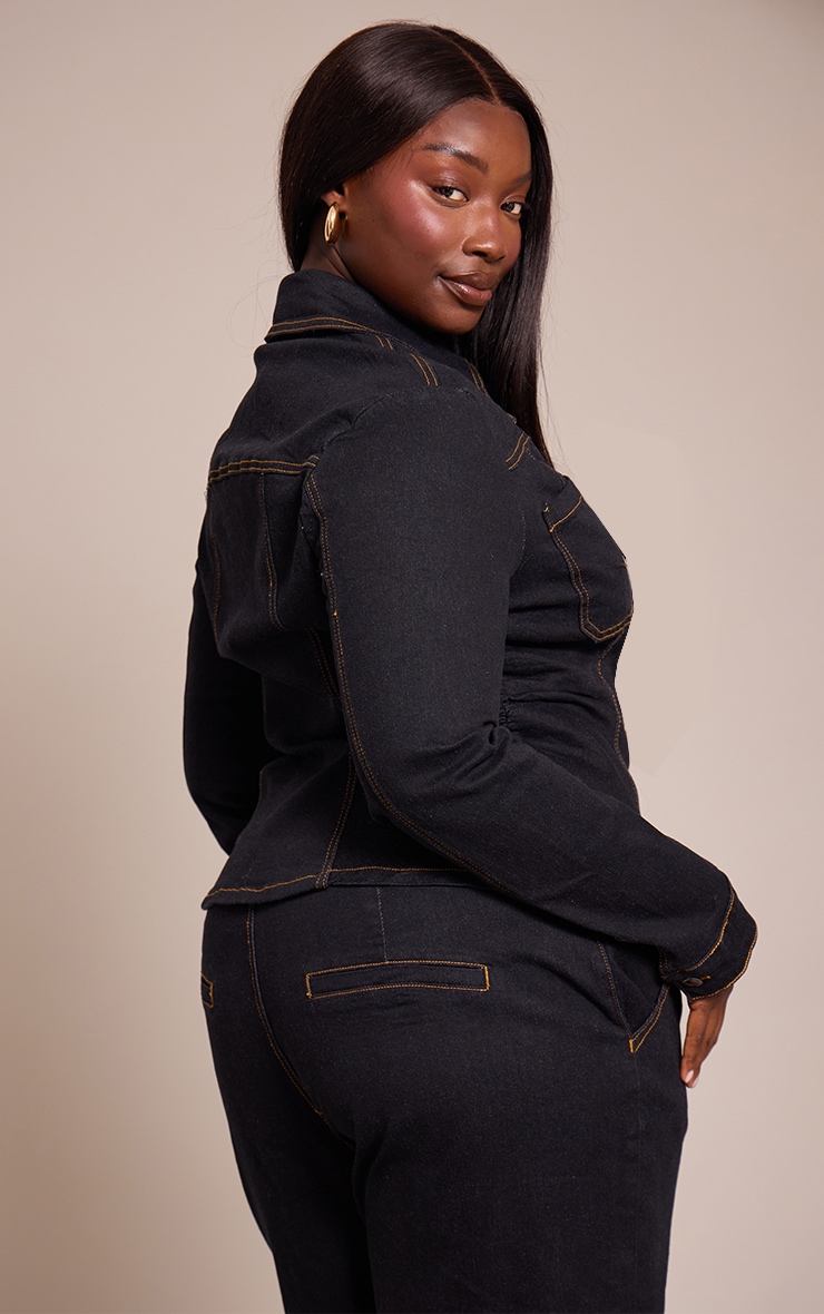 Plus Dark Indigo Fitted Denim Shirt image 2