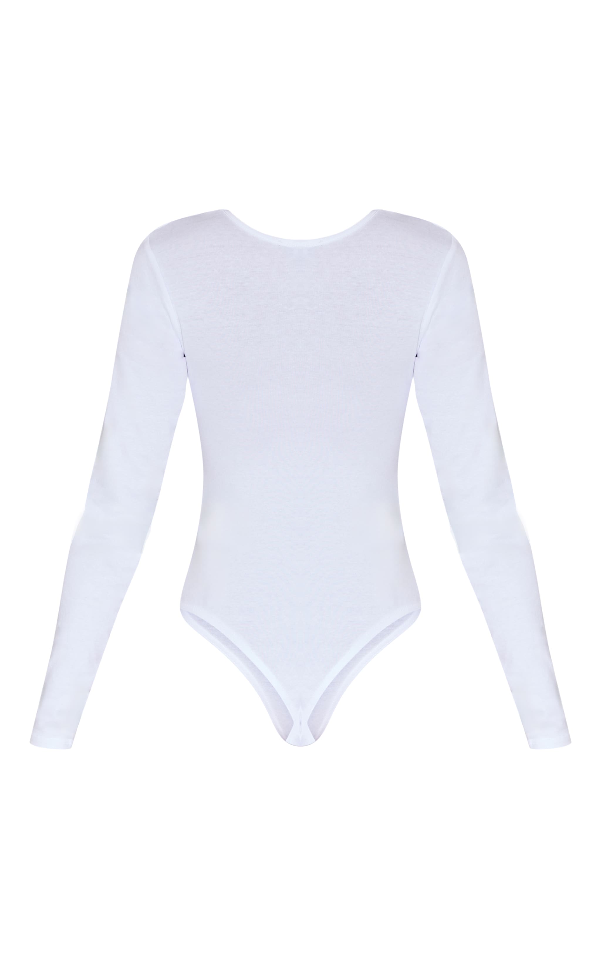 Basic White Cotton Blend Crew Neck Bodysuit image 6