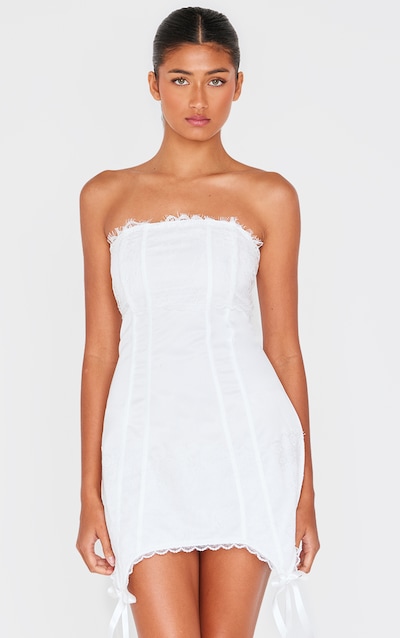 White Lace Corset Mini Dress