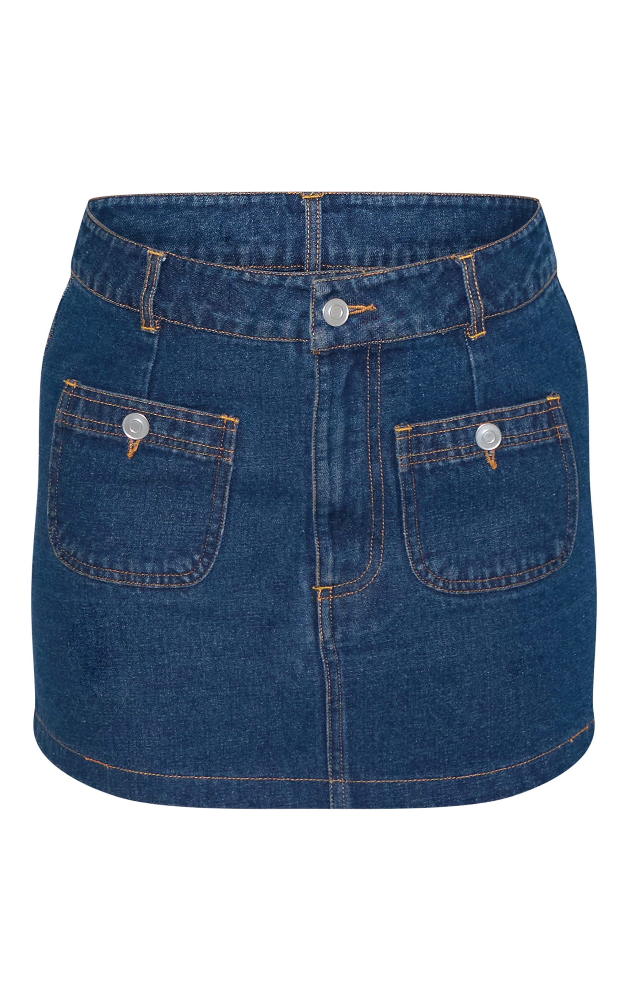 Indigo Mid Rise Denim Mini Skirt image 6