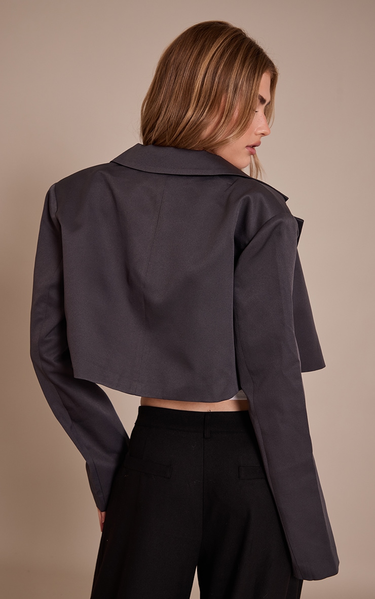 Charcoal Tailored Cropped Blazer image 2
