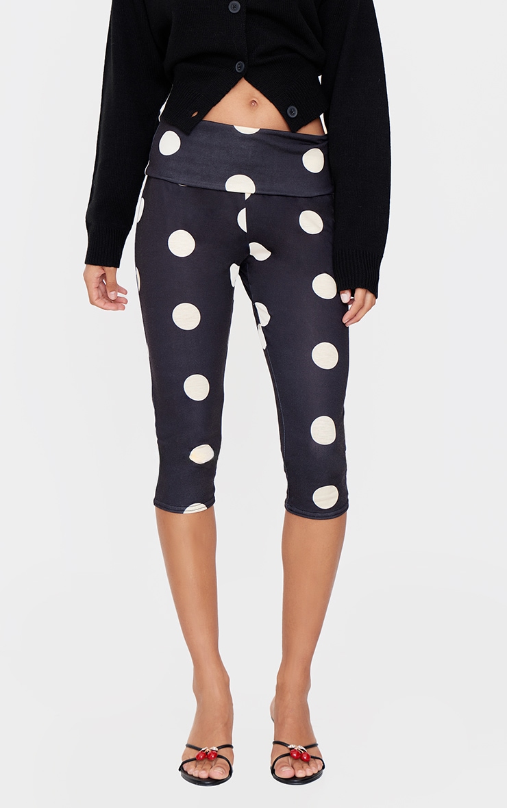 Pantalon capri en jersey gris pierre à pois image 2
