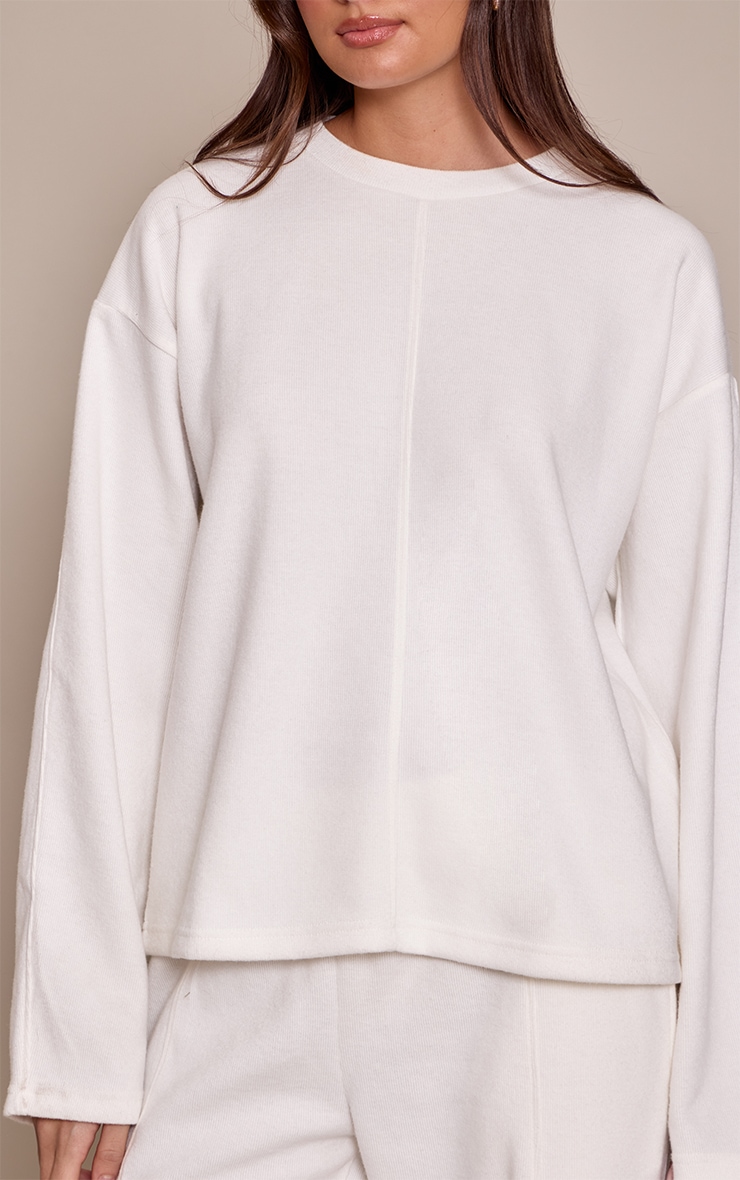 Cream Soft Rib Sweatshirt image 4