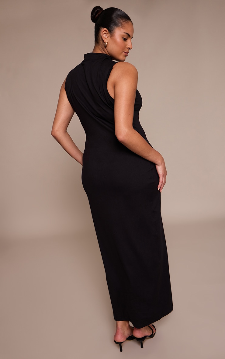 Plus Black Sculpt High Neck Maxi Dress image 2