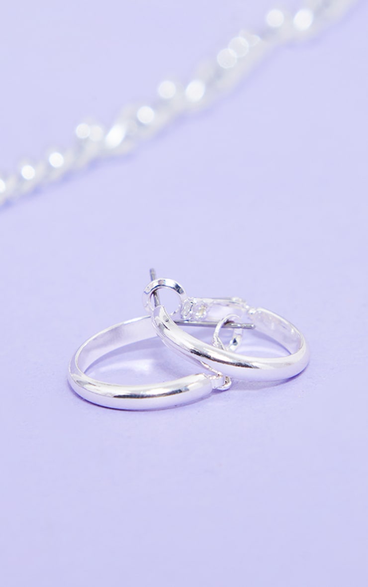 Silver Small Hoop Earrings image 3