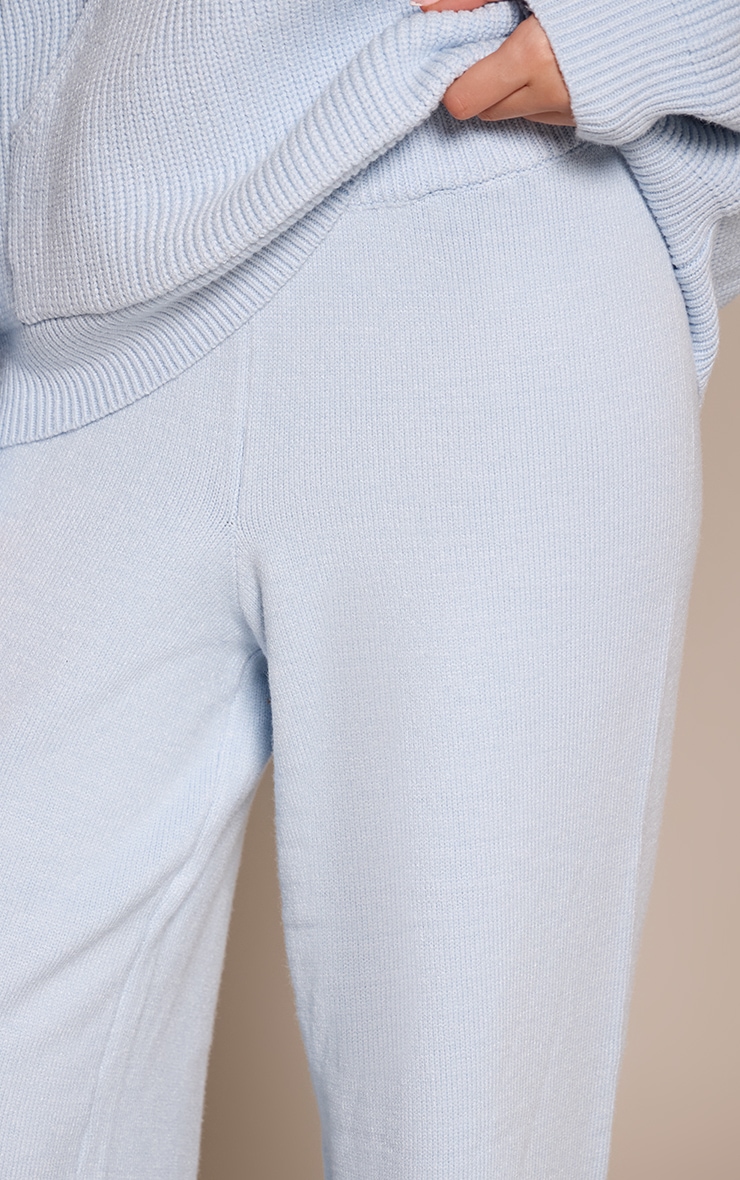 Baby Blue Knitted Slouchy Wide Leg Trousers  image 4