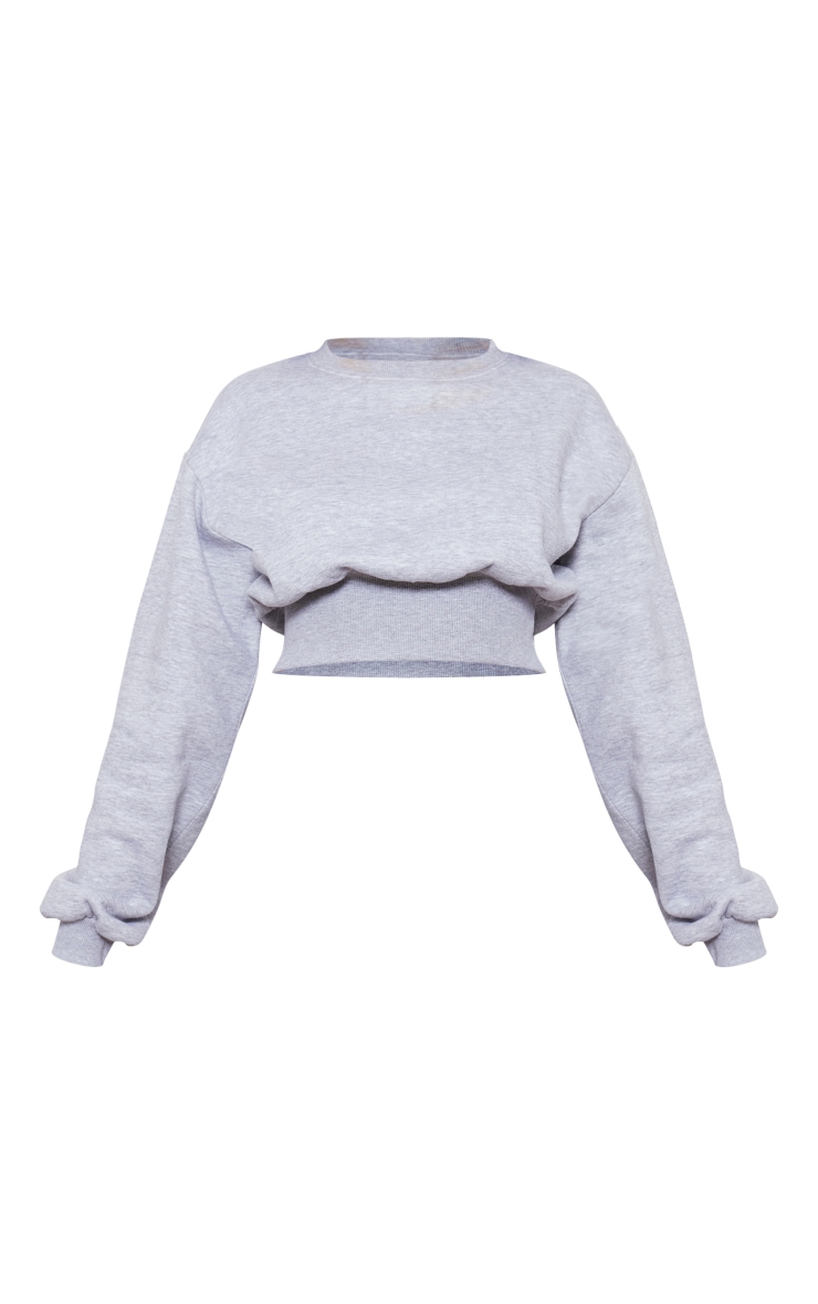 Tall Grey Marl Cropped Oversized Sweatshirt image 2