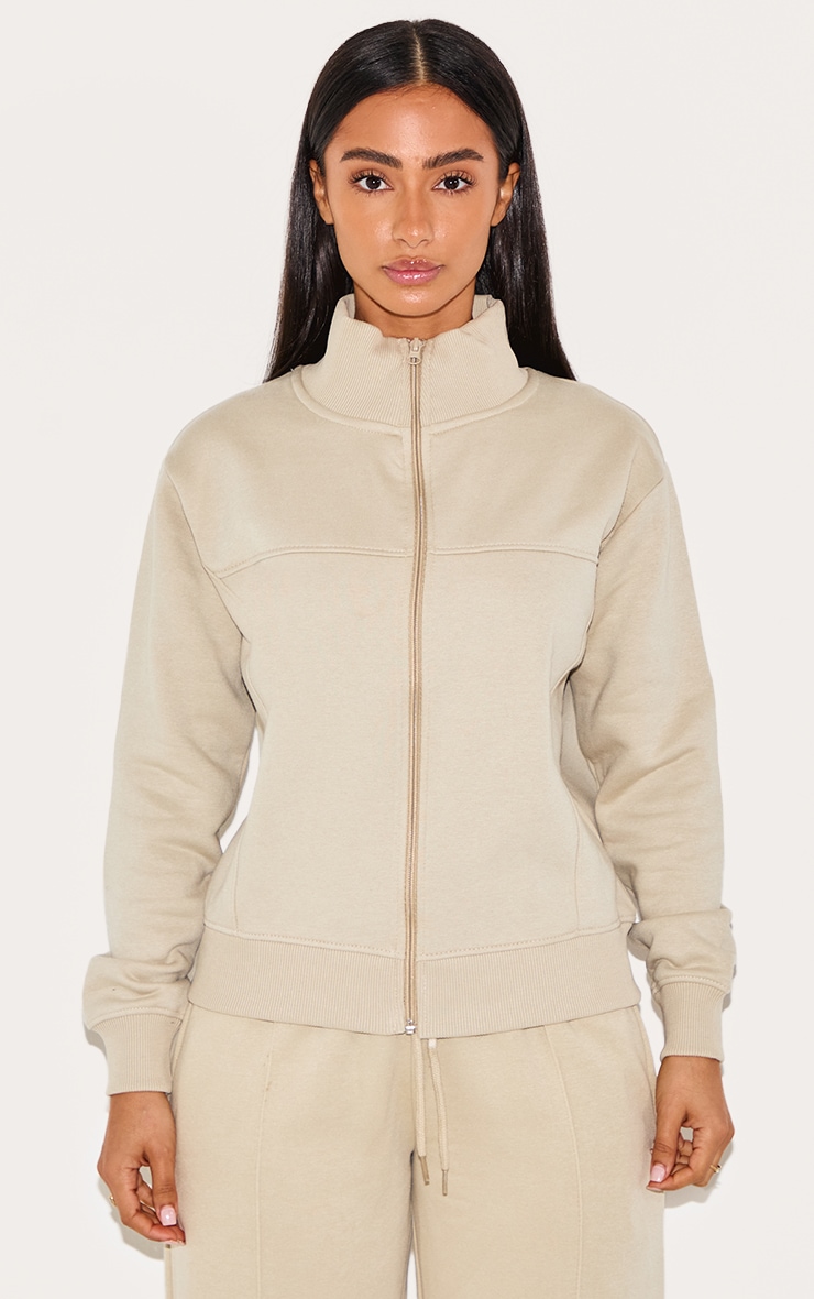 Petite Pebble Seam Detail Zip Through Track Top image 1