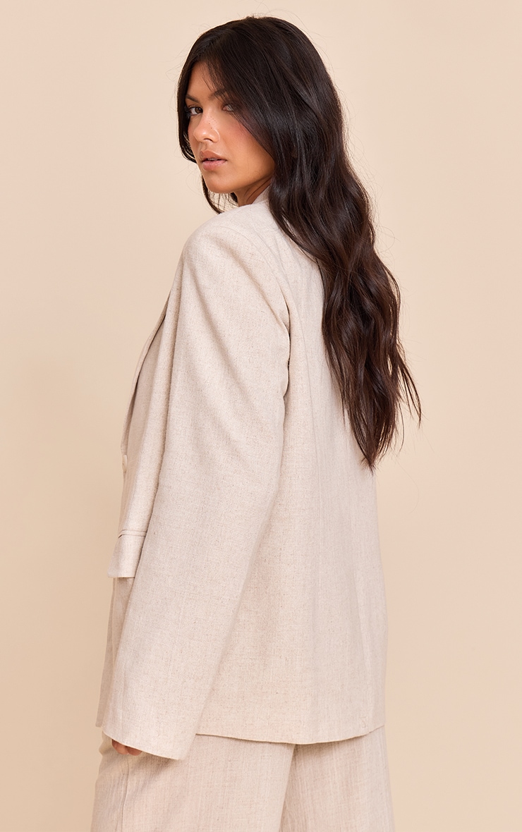 Beige Tailored Linen Oversized Blazer image 2
