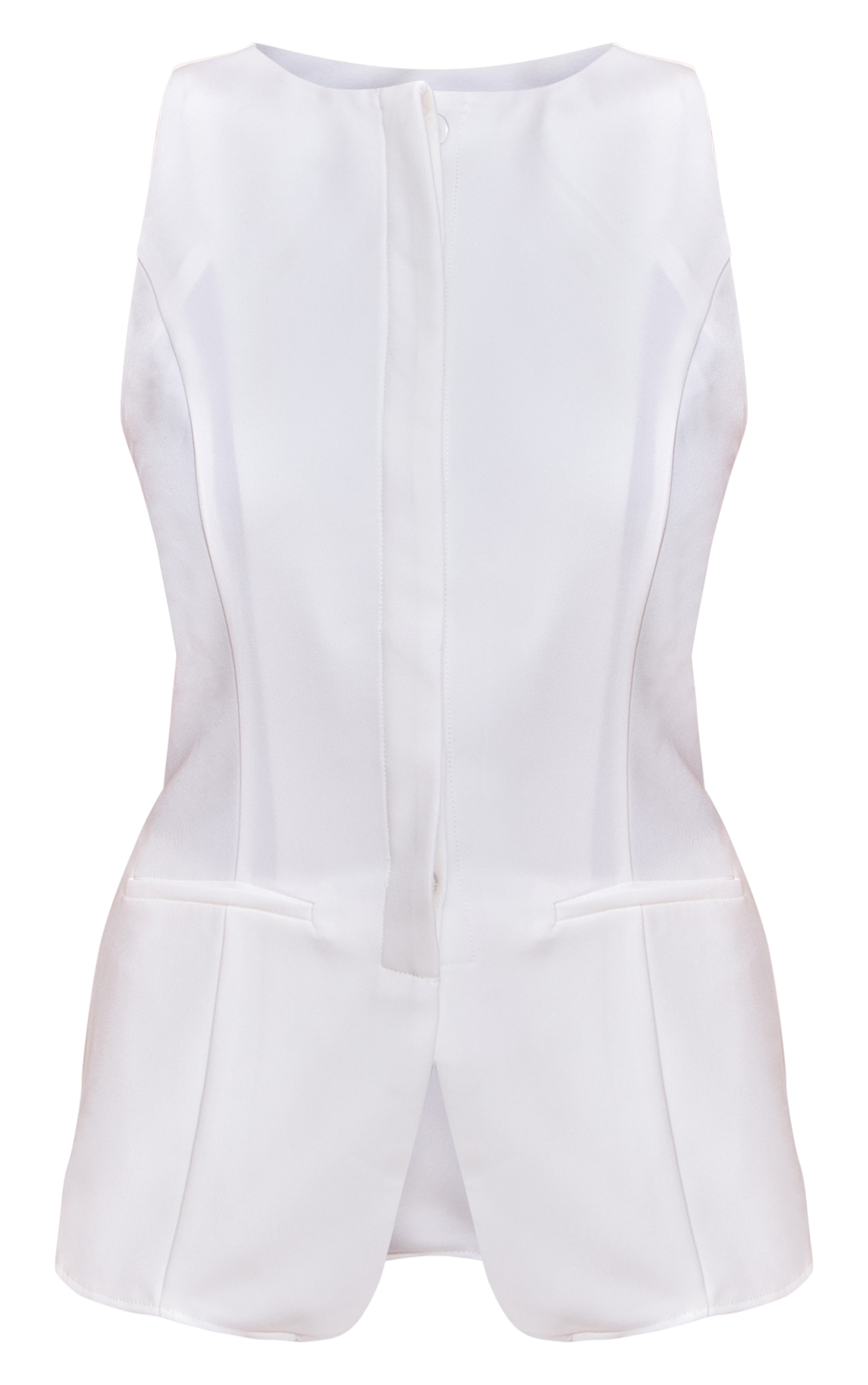 White Tailored Woven Sleeveless Romper image 5