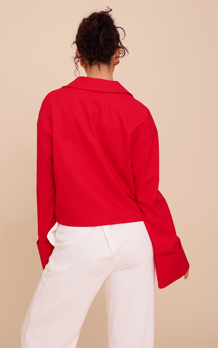 Tomato Tie Front Linen Look Collar Blazer image 2