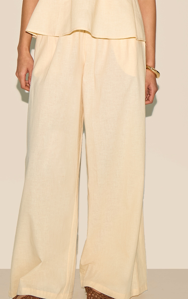 Butter Yellow Linen Look Floaty Wide Leg Pants image 4