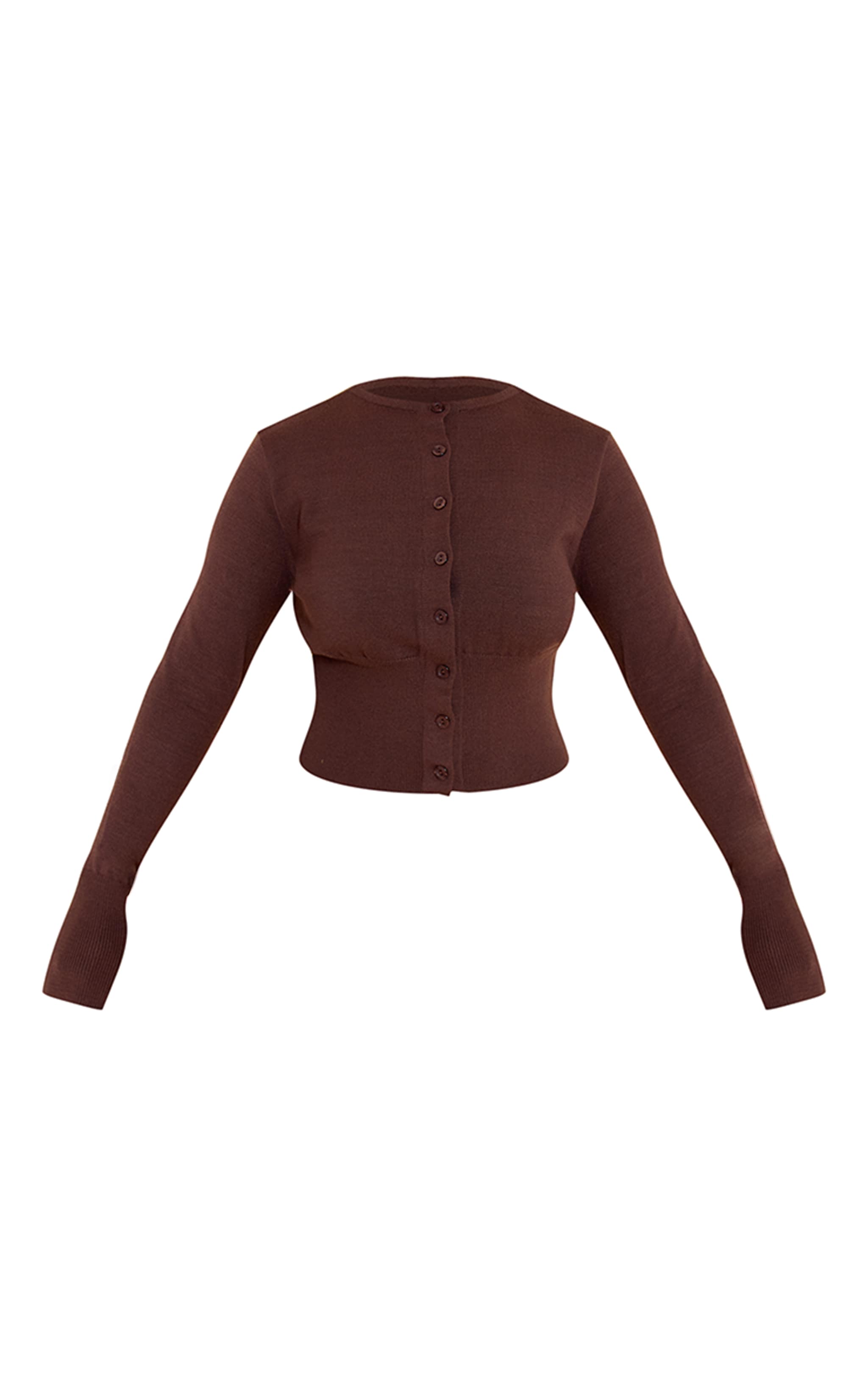 Shape Cardigan en maille tricot côtelée chocolat à boutons devant image 5