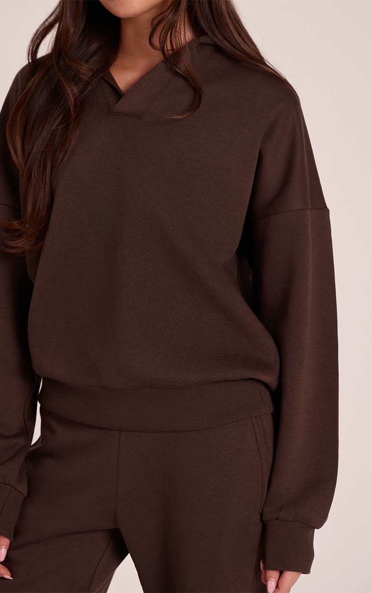 Chocolate V Neck Hoodie image 4