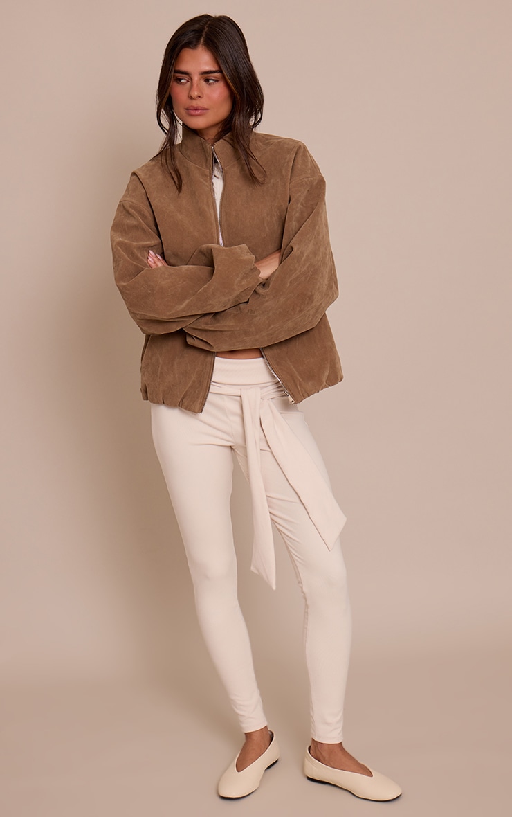 Cream Ultra Soft Tie Waist Detail Leggings