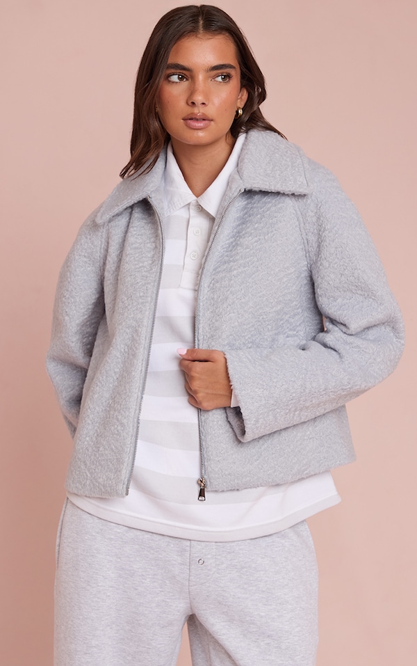 Veste bouclée bleu clair à zip
