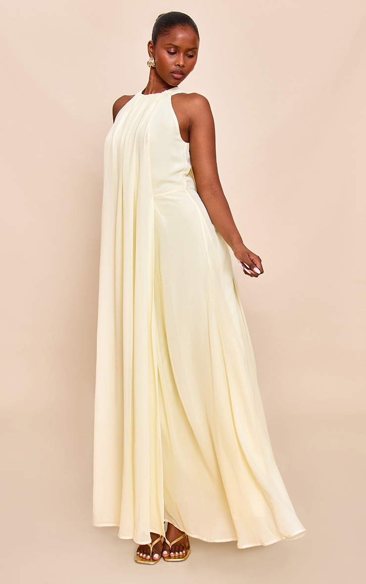 Lemon Chiffon Extreme Pleated Maxi Dress image 3