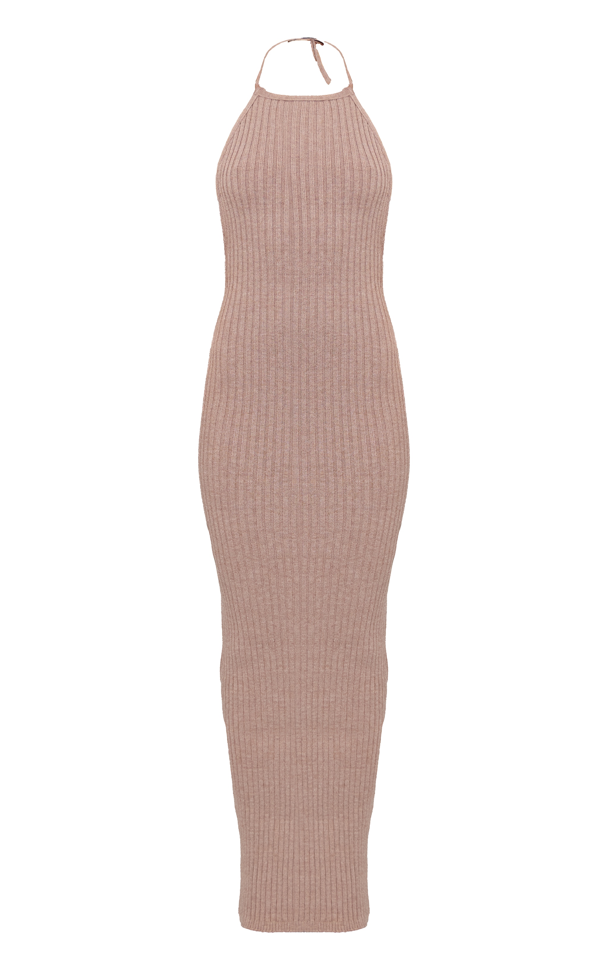 Petite Deep Taupe Knitted Open Back Maxi Dress image 5