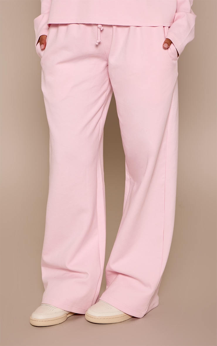Petite Baby Pink Drawstring Waist Wide Leg Joggers image 4