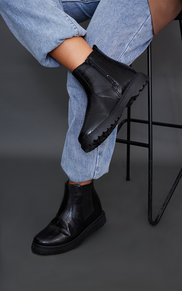 karri black chelsea croc boots
