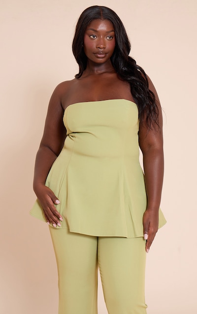 Plus Top bustier trapèze vert olive