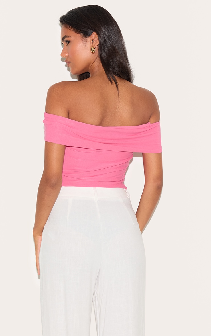 Candy Pink Soft Touch Bardot Long Top image 2