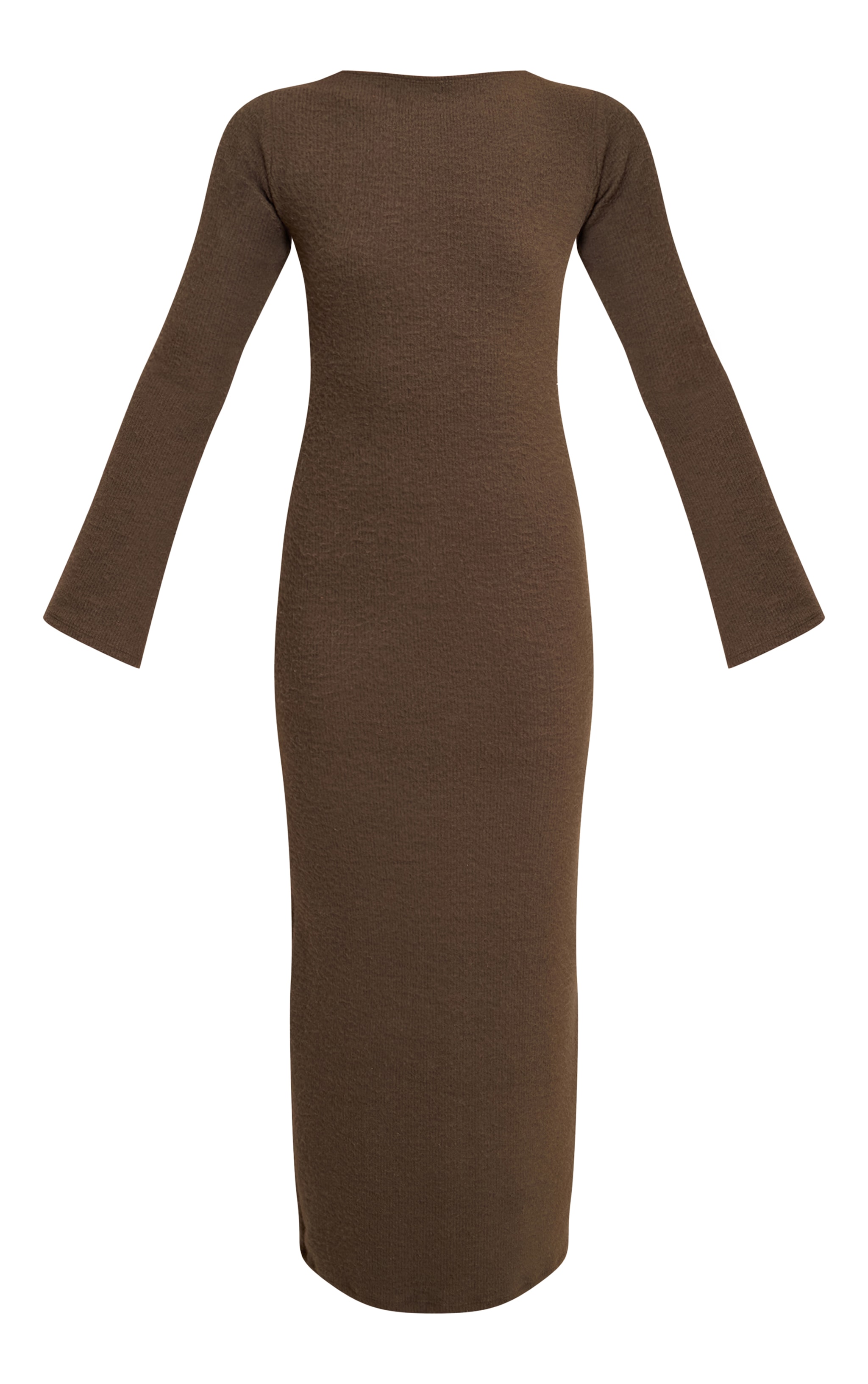 Khaki Brushed Tie Back Long Sleeve Maxi Dress image 5