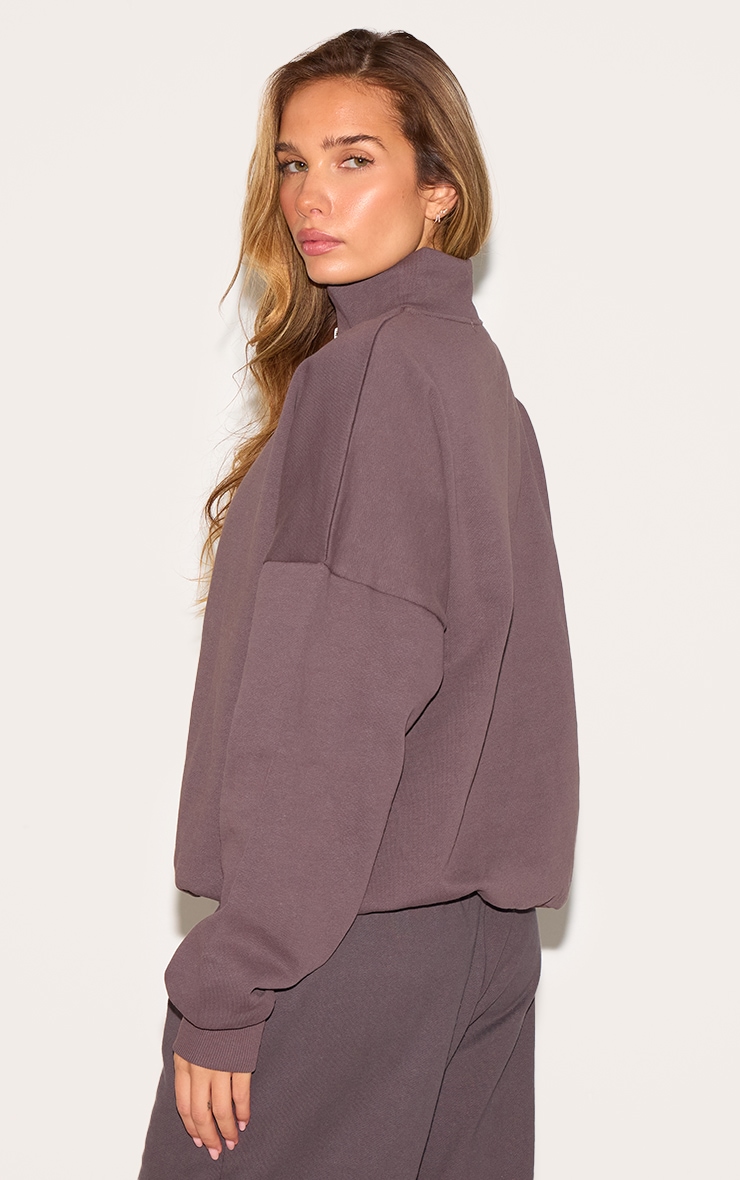 Sweat oversize deluxe gris anthracite à col montant et zip image 2