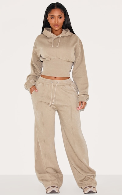 Shape Jogging large en sweat café au lait à lisérés surjetés