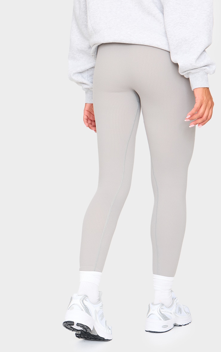 Maternity Grey Snatched Rib Leggings image 3