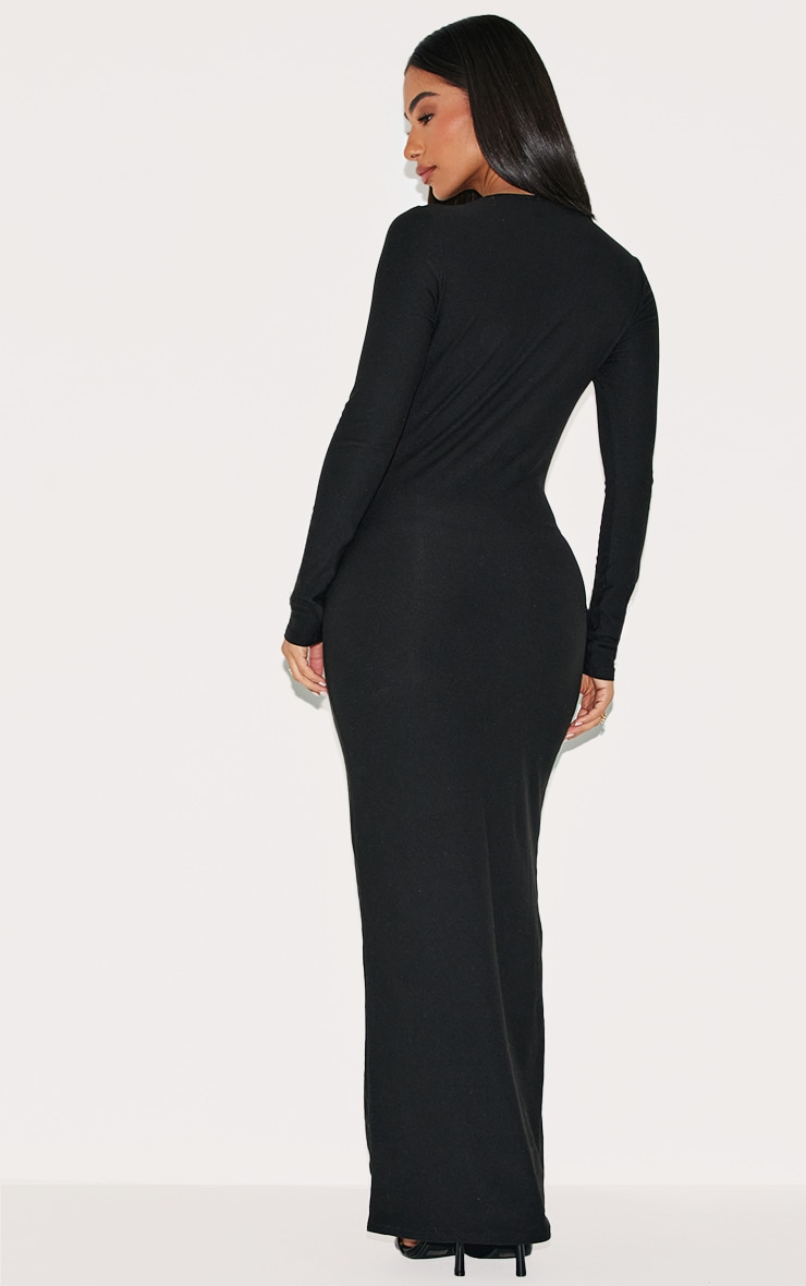 Petite Black Soft Touch Long Sleeve Maxi Dress image 2