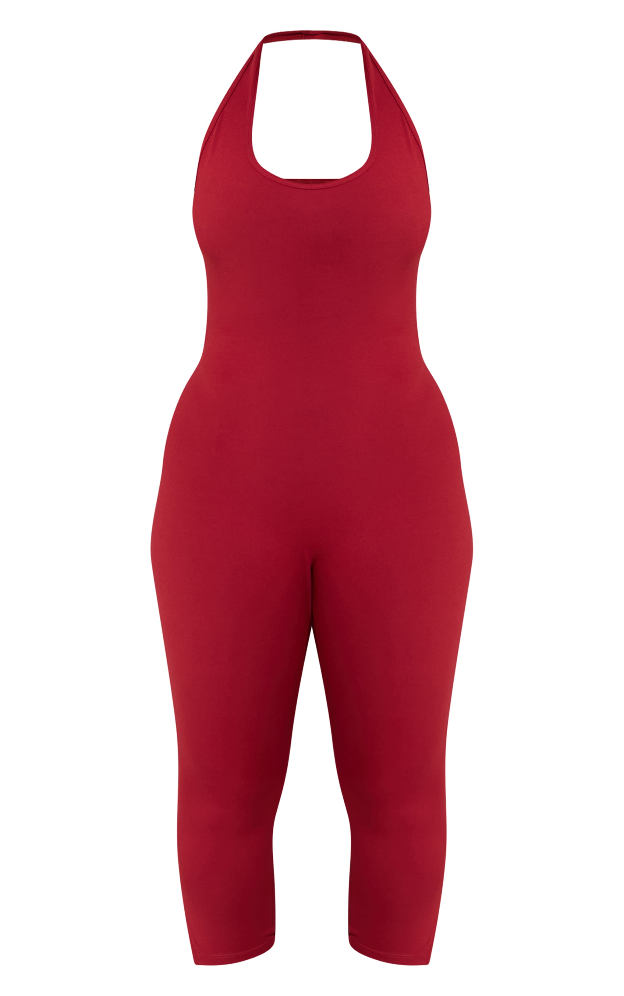 Shape Deep Red Sculpt Halterneck Capri Jumpsuit image 5
