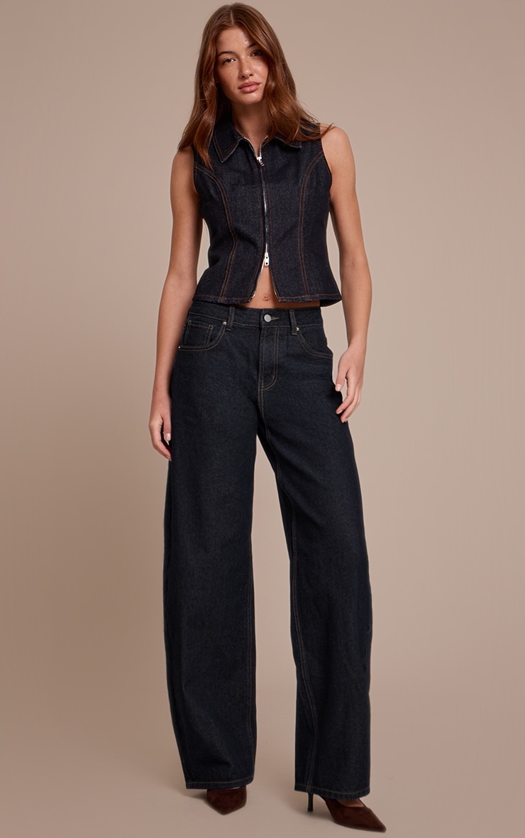 Raw Indigo Zip Up Denim Vest image 3