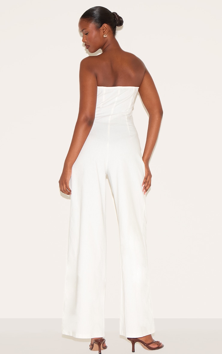 Combinaison bustier de tailleur large en effet lin mélangé blanc image 2
