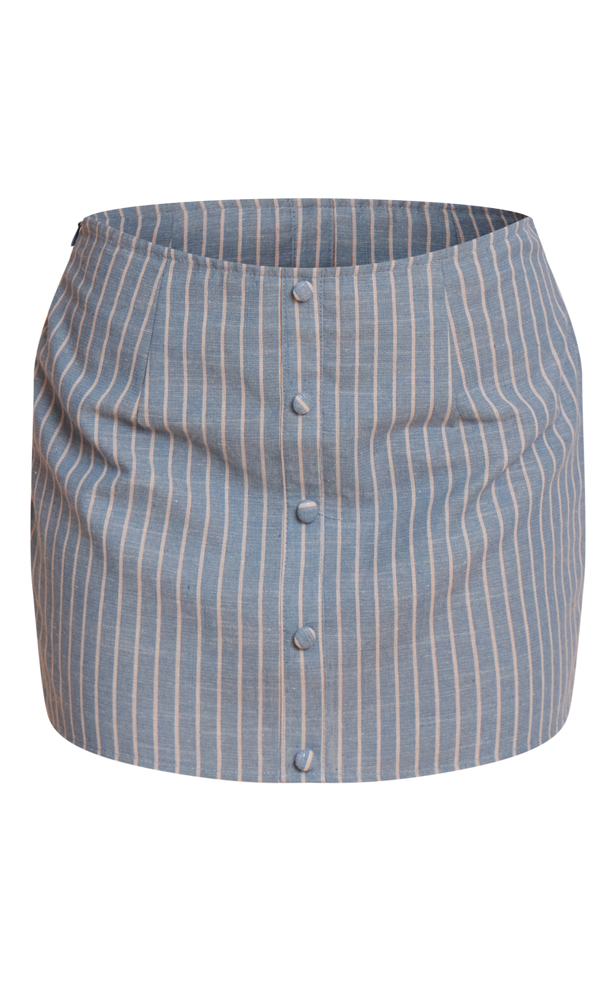 Petite Blue Pinstripe Button Up Bandeau Top image 5