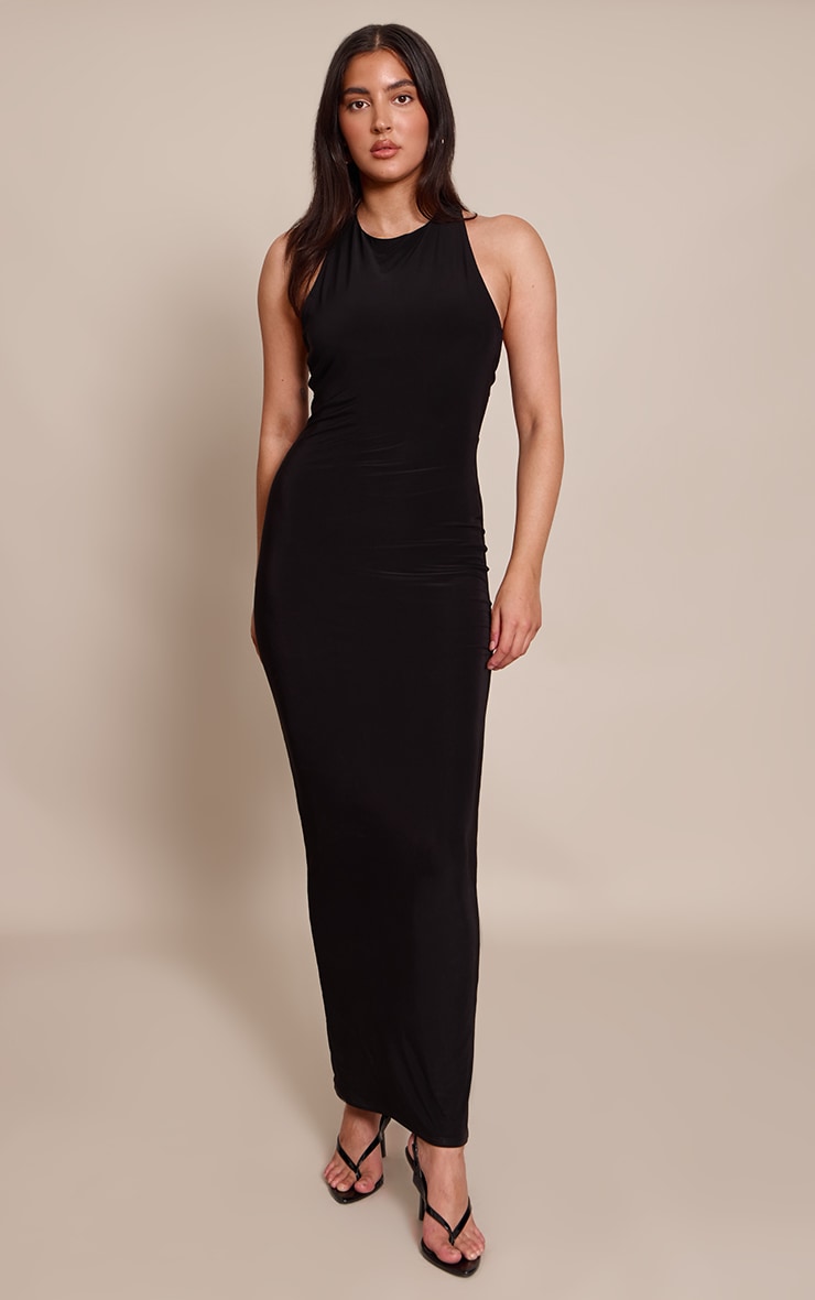 Black Twist Back Bodycon Maxi Dress image 1