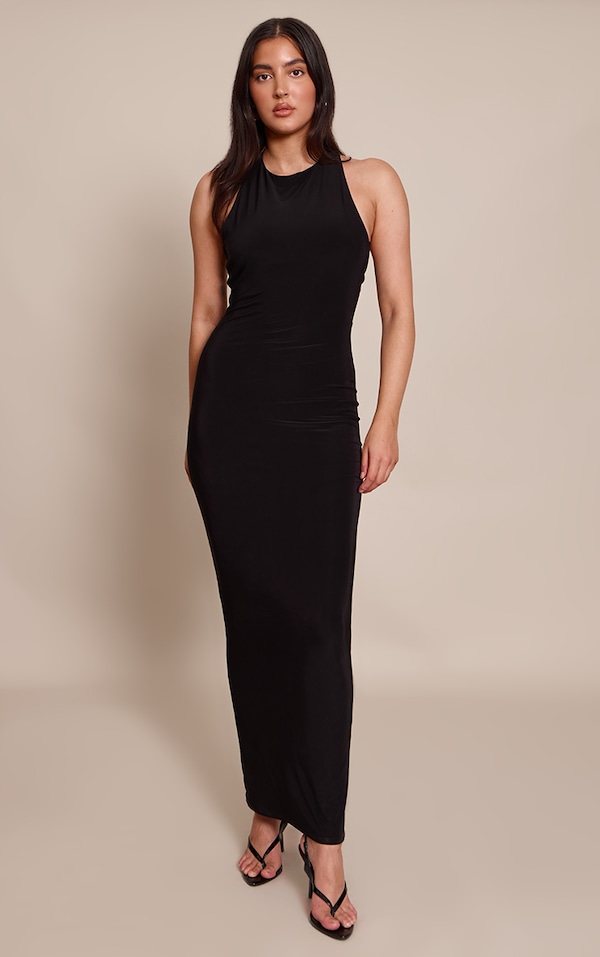 Black Twist Back Bodycon Maxi Dress