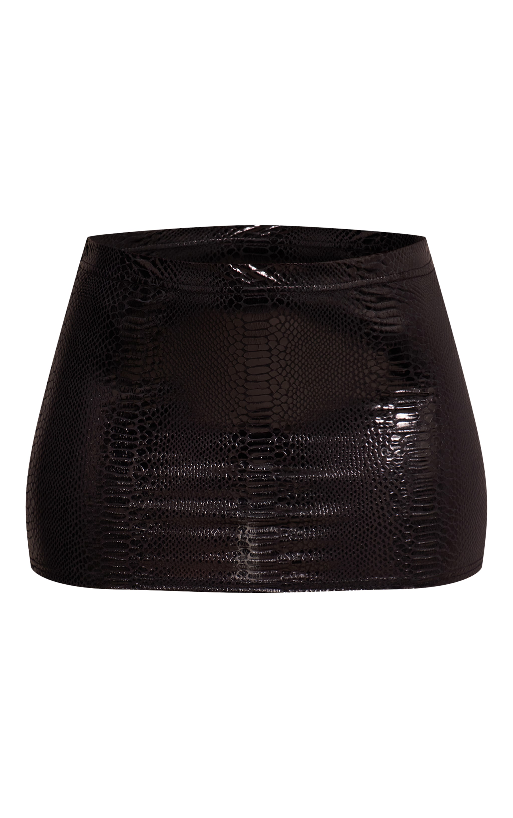Black Wet Look Croc Print Micro Mini Skirt image 6