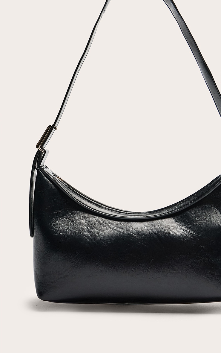 Black PU Simple Buckle Strap Shoulder Bag image 4
