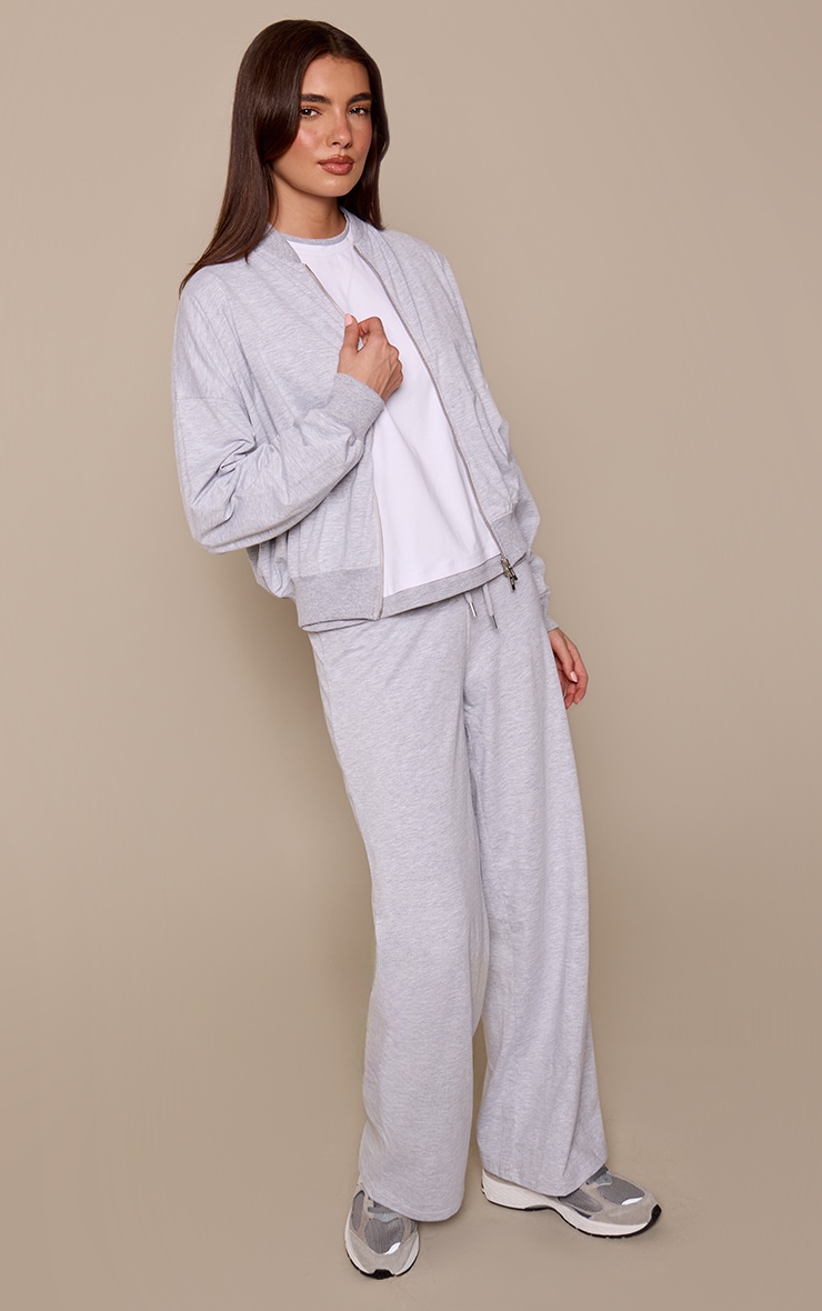 Grey Marl Casual Zip Through Bomber image 3