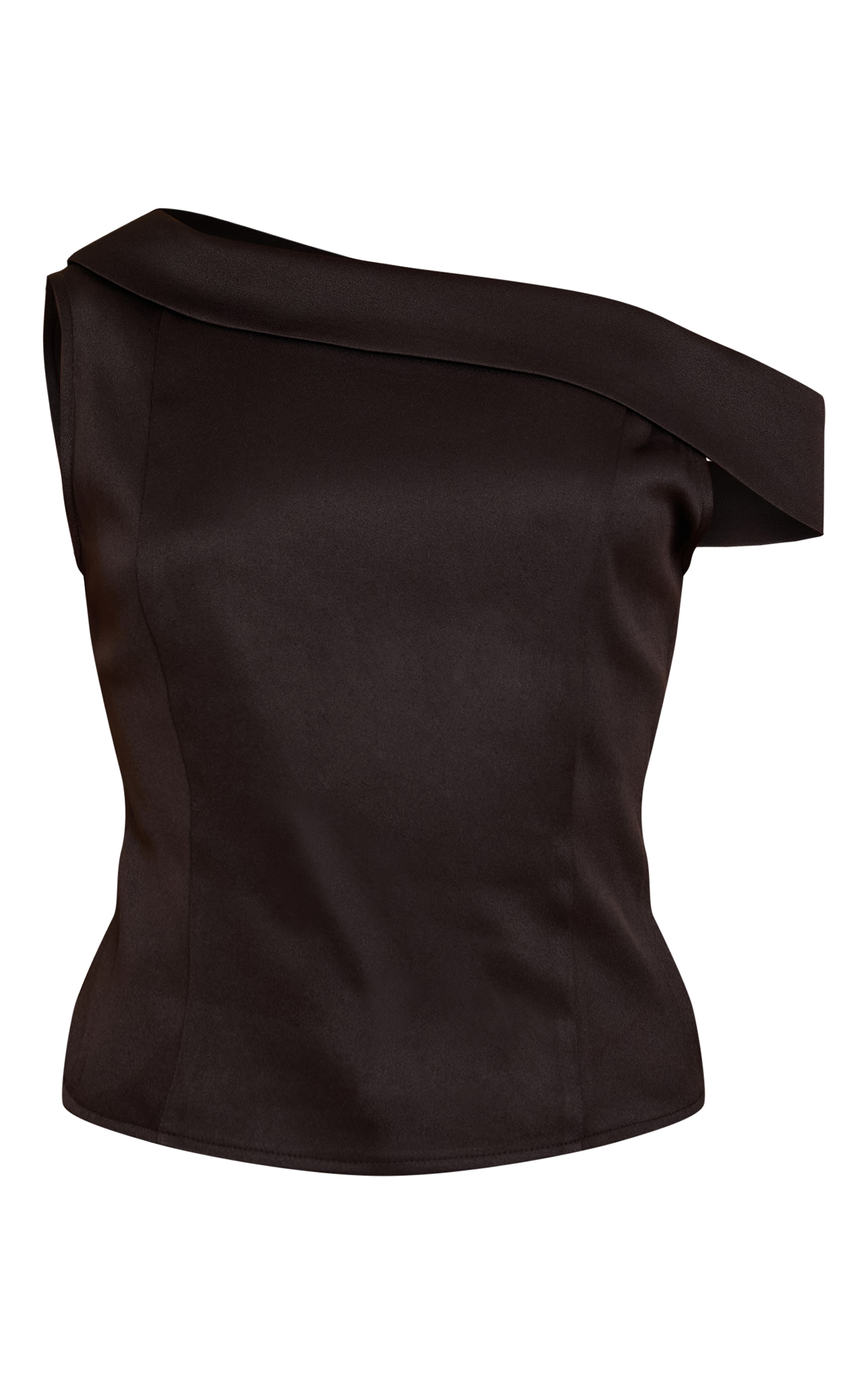 Black Asymmetric Fold Over Detail Top image 5