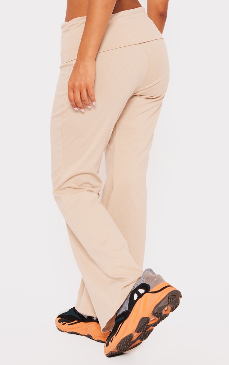 Petite Stone Cotton Fold Detail Flared Trousers image 3